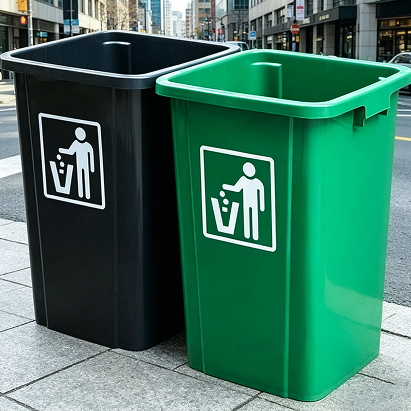 Commercial Kitchen Bin - 大容量キッチンレストラン業務用ゴミ箱蓋なし屋外オフィス学校廊下耐久性のあるプラスチック製角型ゴミ箱
