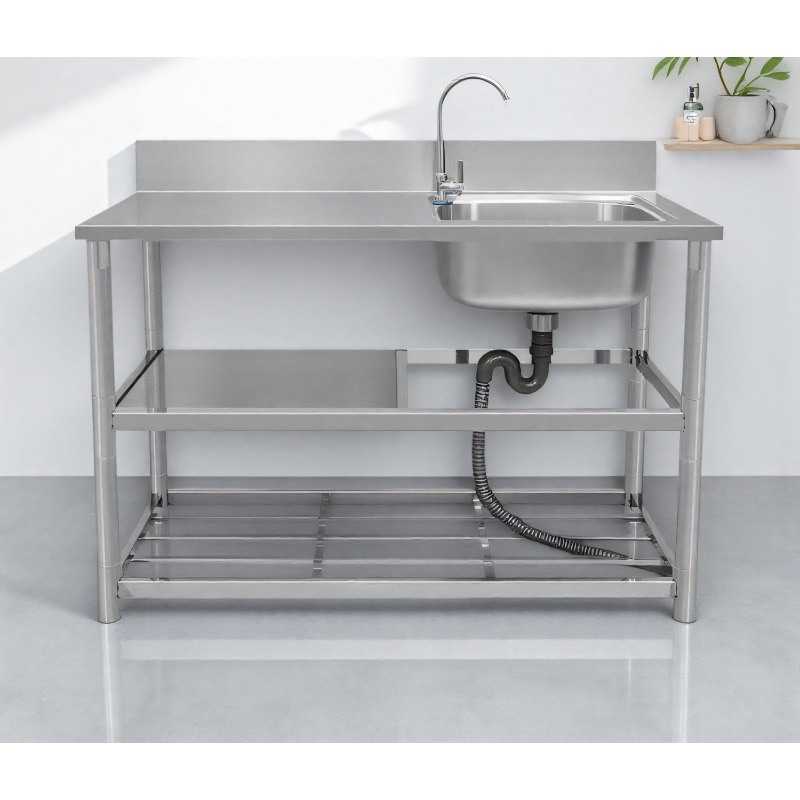 Commercial Kitchen Worktops - ステンレス製自立式シンク（ワークトップ付き）家庭用および業務用、キッチンバルコニーにも最適
