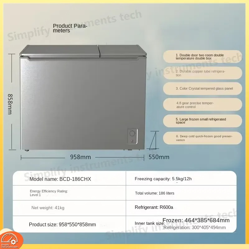 大容量両開き家庭用冷凍庫、二重温度冷凍、省エネ、霜取り不要、 - Commercial Chest Freezer のレビューと価格