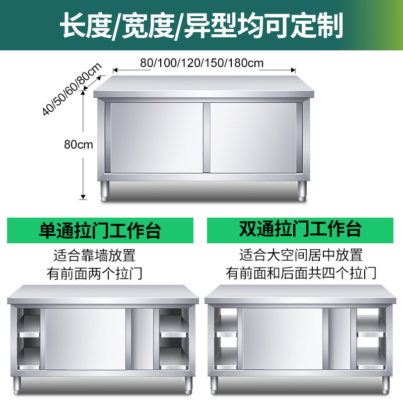 304ステンレス製キッチンカウンタートップ、スライドドア付き - Commercial Kitchen Worktops のレビューと価格