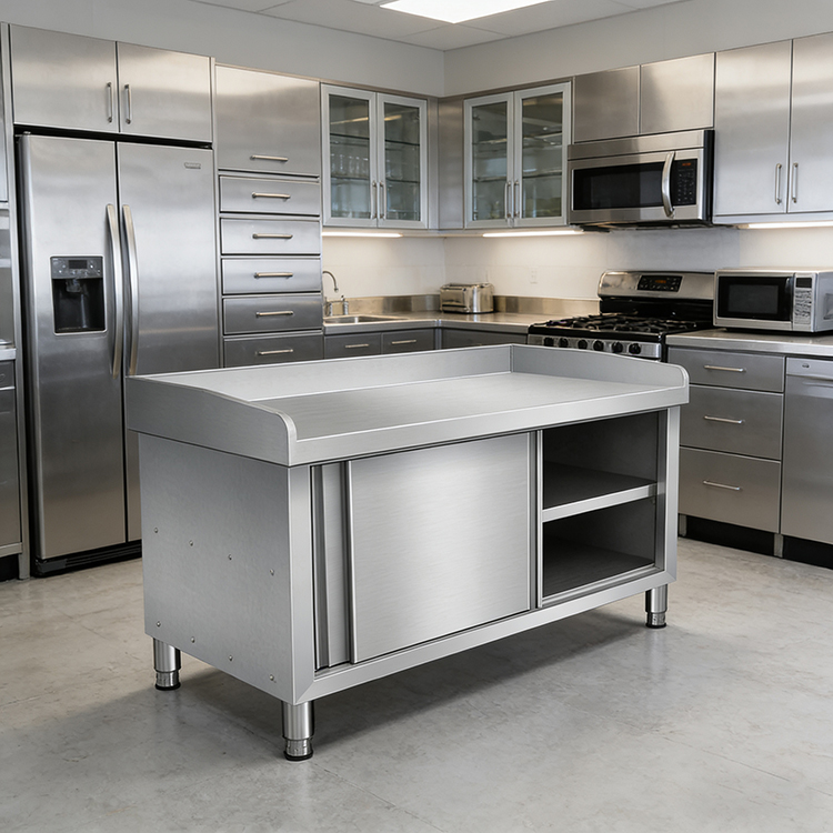 業務用厨房ステンレス製作業台スライドドアコンソール収納キャビ - Commercial Kitchen Worktops のレビューと価格