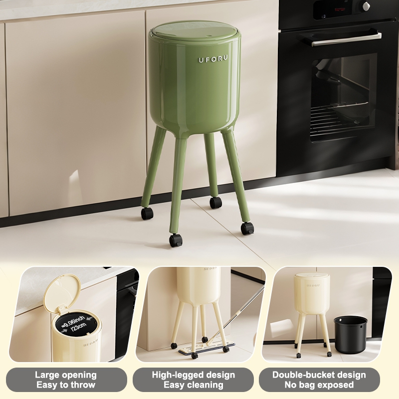 UFORU背高型ゴミ箱（車輪付き、腰をかがめずに使えるデザイ - Commercial Kitchen Bin のレビューと価格