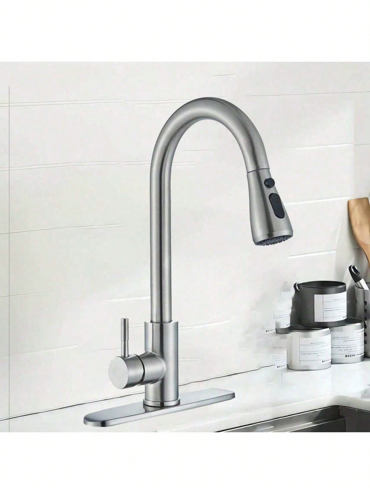 引き出し式のシャワーヘッド付き、シングルレバー式、高弧型、業 - Commercial Kitchen And Bar のレビューと価格